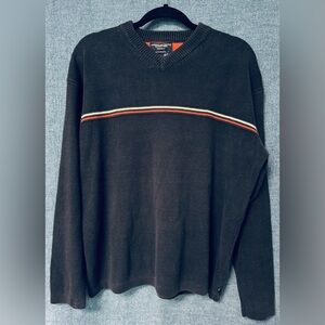 American Eagle Outfitters men’s vintage v neck stripe sweater- navy